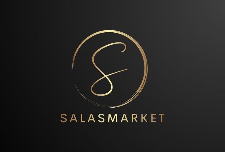 Salasmarket logo featuring a stylized S in a gold circle on dark background